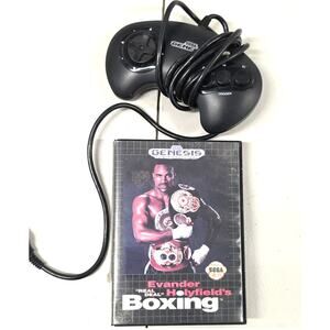 Sega Genesis Evander Holyfield Boxing Game & OEM Controller Untested